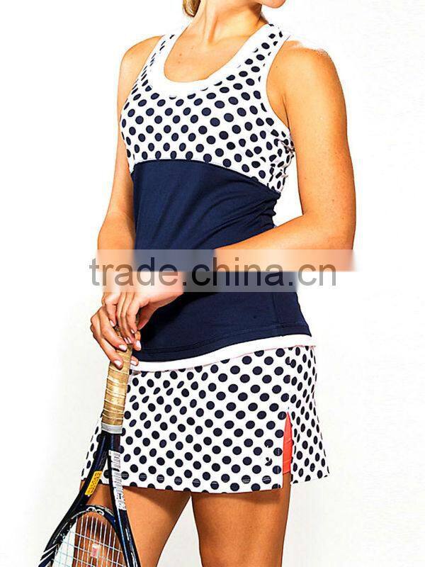 spotty printed popular tennis mini skirt suits