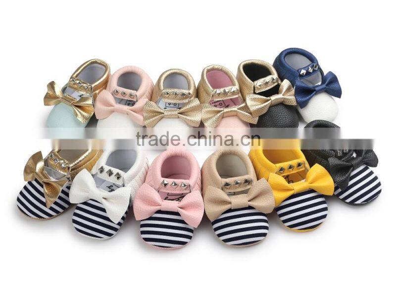 Rivet design fashion moccasins for baby, baby rivet moccasins
