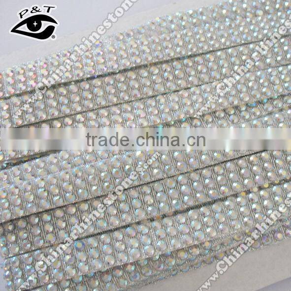 3mm ss10 3row crystal AB hotfix rhinestone ribbon strip