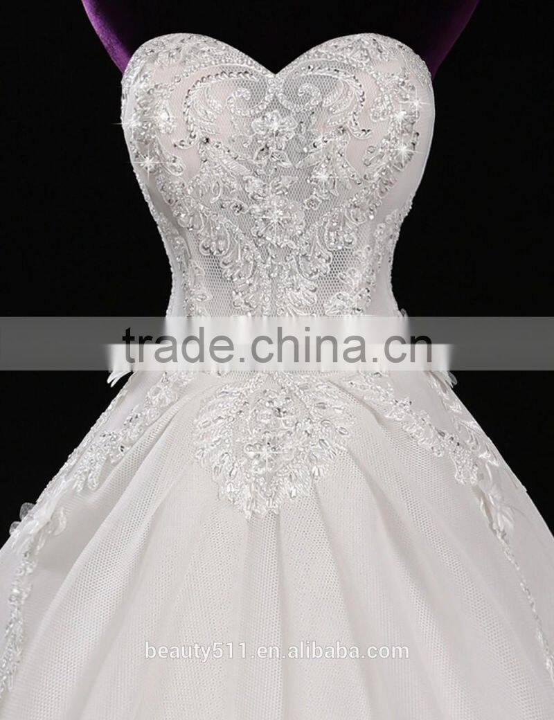 Strapless lace mermaid color wedding dress bridal for bride sleeveless sexy bridal dress F13201