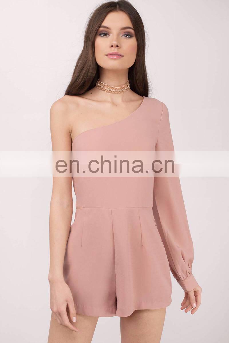 High Quality Blush Plain One Shoulder Adult Romper