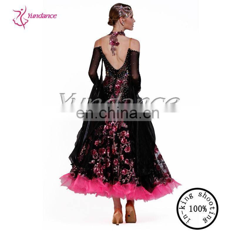 B-13153 Latest Black And Red Sequin Plus Size Ballroom Dance Dresses