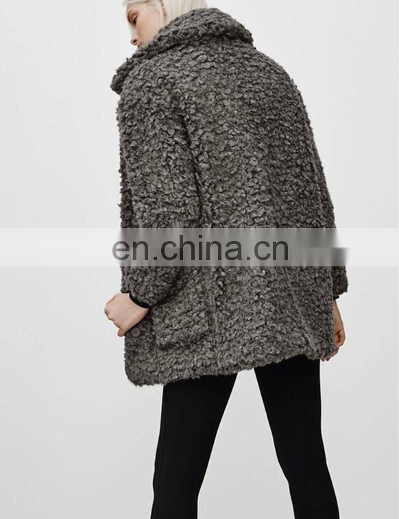 2015 Winter Sherpa Wool Varsity Jackets Models for Ladies Trench Coat with Hood NT6800