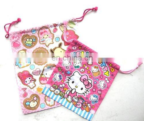 cute kitty foldable lunch bag cartoon drawstring bag portable gift bag shopping bag shoulder bag recycling handled nylon bag