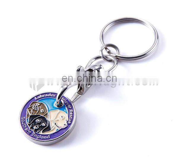 Bulk cheap debossed branding trolley coin key holder