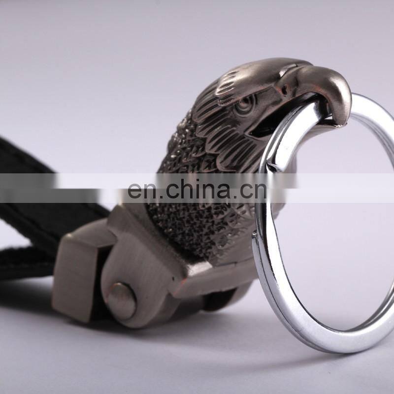 Luxurious Goshawk Head Leather Keychain, Custom Logo Leather Keychain