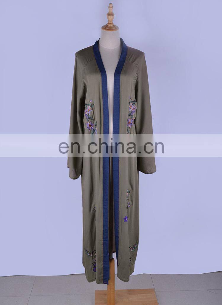Army green Embroidery Beach Dress Kaftan Pareo Sexy Cover-Up Chiffon Bikini Swimwear Tunic Swimsuit Bathing Suit Cover Ups Robe