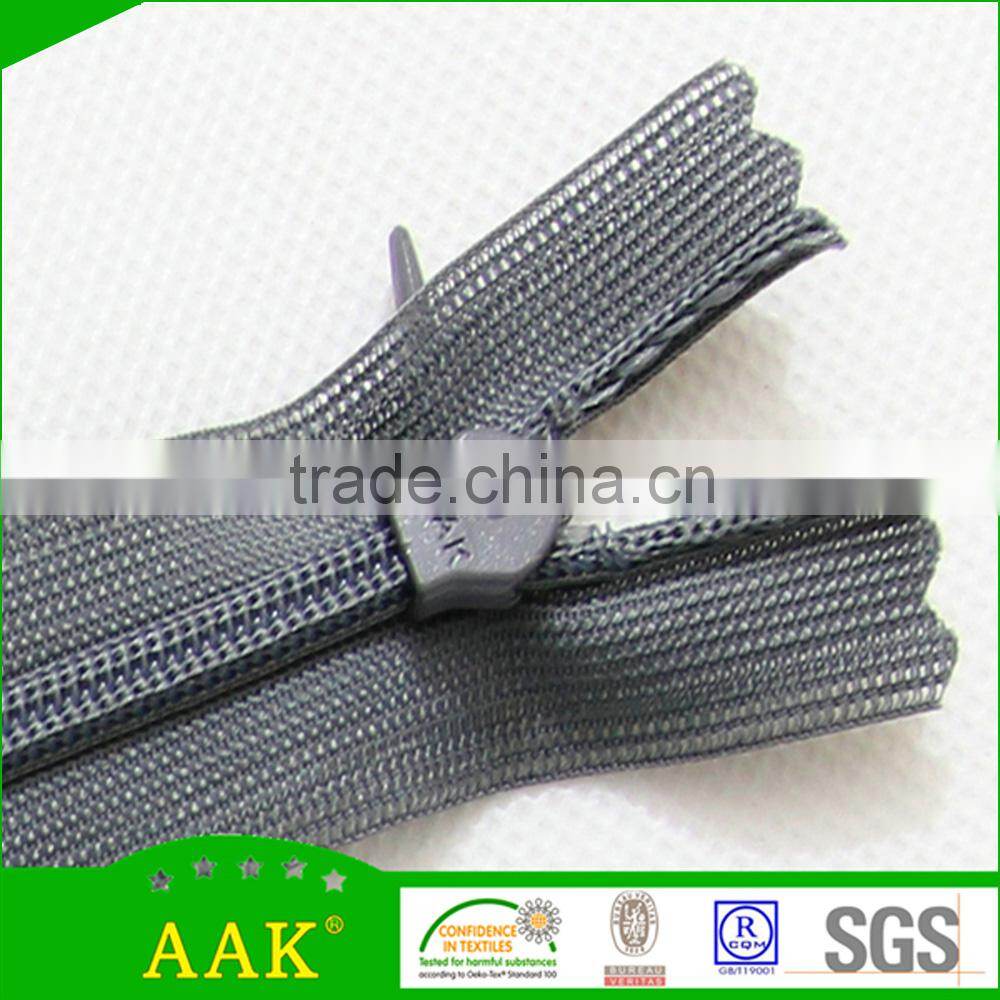 Apparel zippers korea for clothing 3# invisible zippers with water drop puller