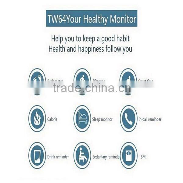 2015 factory supply tw64 intelligent fitness pedometer bluetooth smart wristband, smart sport bracelet, sport bluetooth bracelet