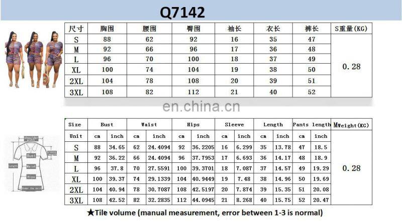 Summer new fashion sports and leisure plus size women's printed short-sleeved shorts suit wholesale custom LOGO
