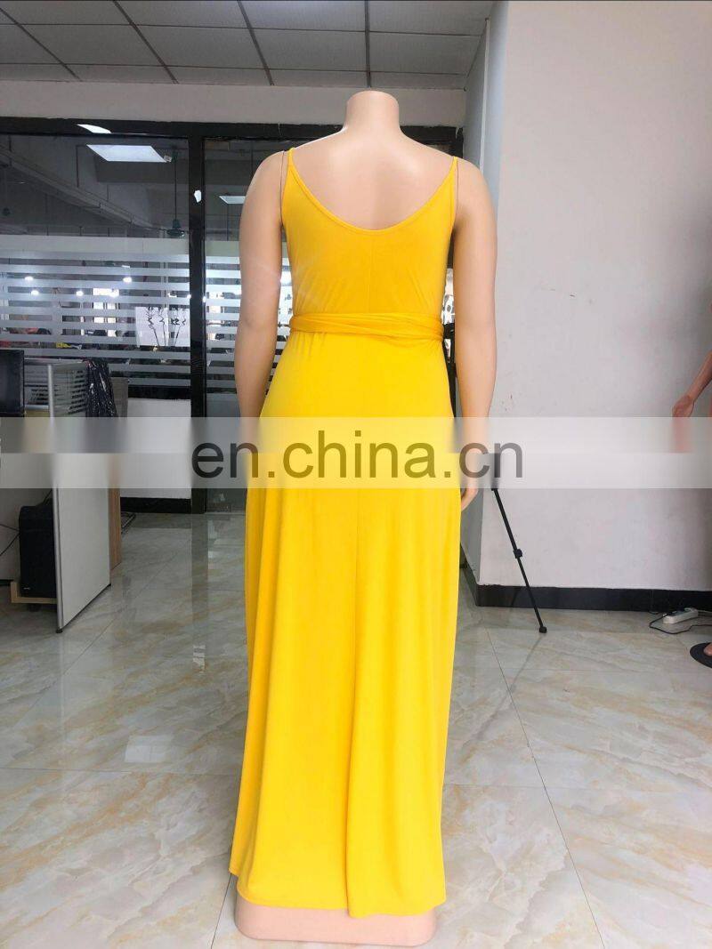 Wholesale custom European and American plus size women's summer hot style solid color shoulder strap dress
