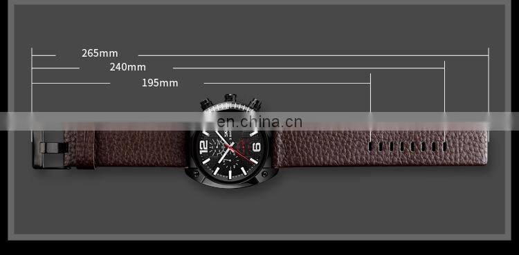 new SKMEI 9190 genuine leather strap 3atm water resistant quartz watch for men