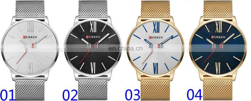 CURREN 8238 Roman Numerals Top Simple Minimalism Luxury Quartz Mesh Band Stainless Steel Wrist Watches For Men Relogio Masculino