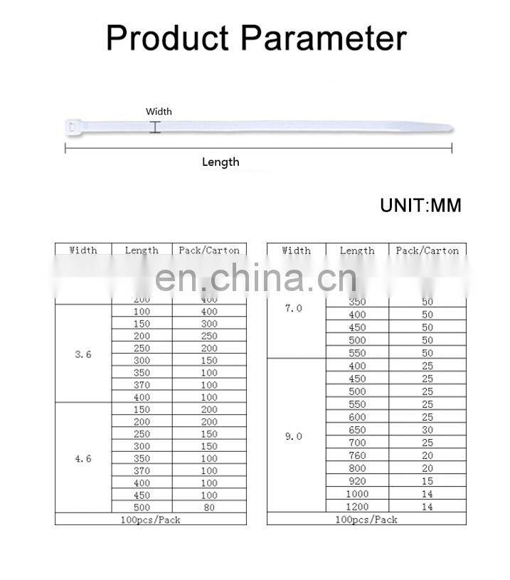 High Quality JINGHONG Plastic Self Locking  Rated Heat Resistant Nylon  Security Cable Tie