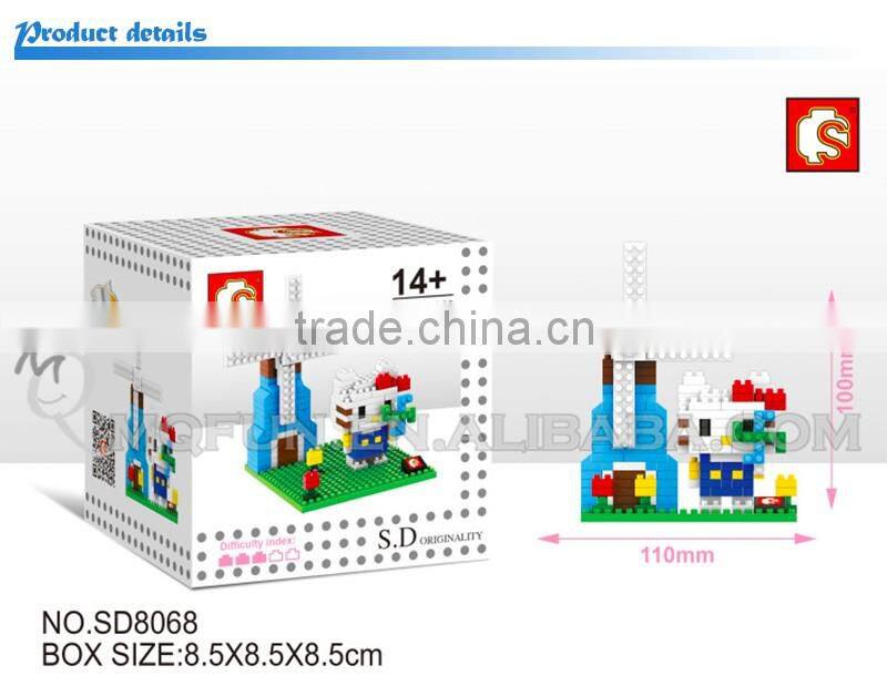 Mini Qute Sembo kawaii 8 styles hello kitty kt cat diamond plastic building block model educational toy