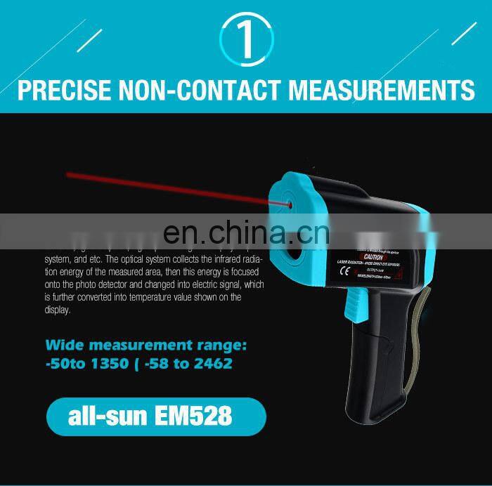 ALLOSUN EM528 Non-contact Digital IR Infrared Laser Thermometer Temperature Gun for industry Meter LCD