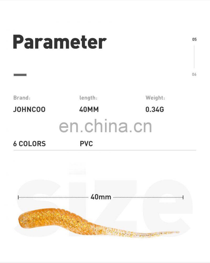 JOHNCOO 50pcs Rock 40mm 0.34g Silicone Bass Rockfish Plastic Fishing Lures