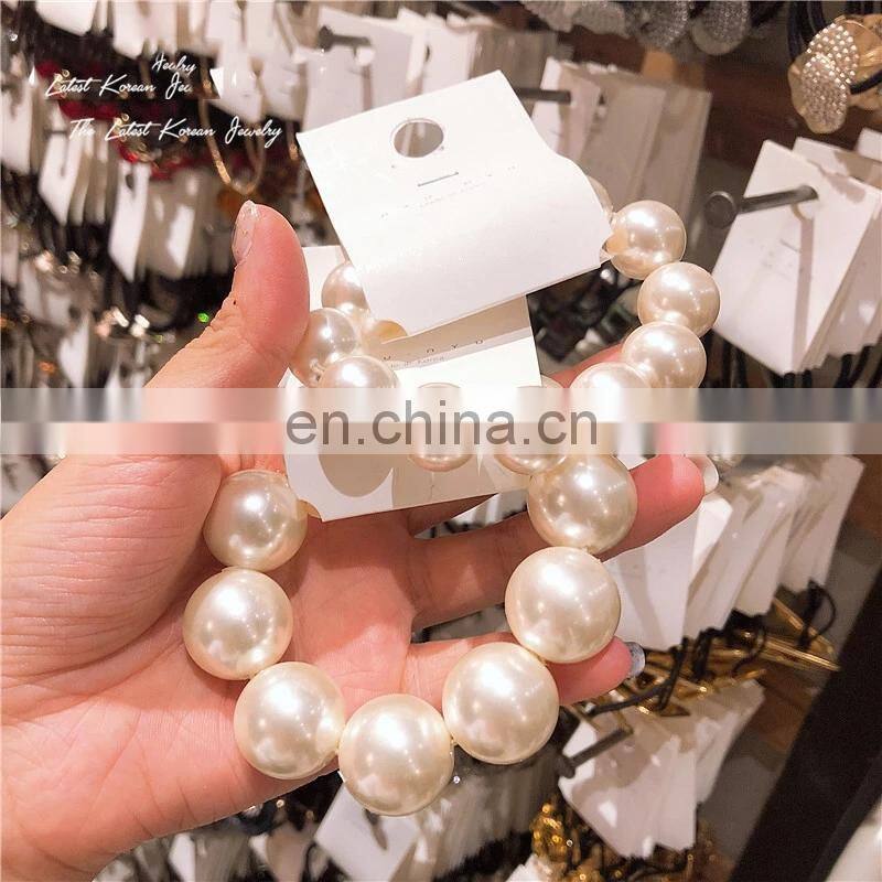 Woman Big Pearl Hair Ties Fashion Korean Style Hairband Scrunchies Girls Ponytail Holders Rubber Band Hair Accessories
