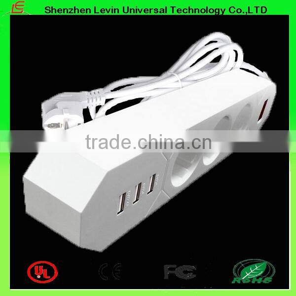 Manufacturer CE Cheap Extension Power Plug 6Gang 4 Port USB Multi Socket European