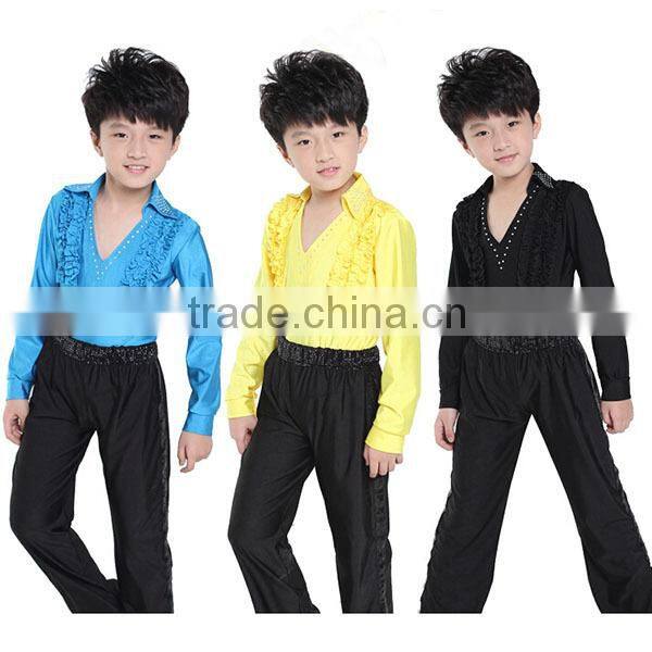 Promotion fashion Long sleeve and pants children Ballroom Dance Practice Costume for boys Latin Jazz Dance Wear