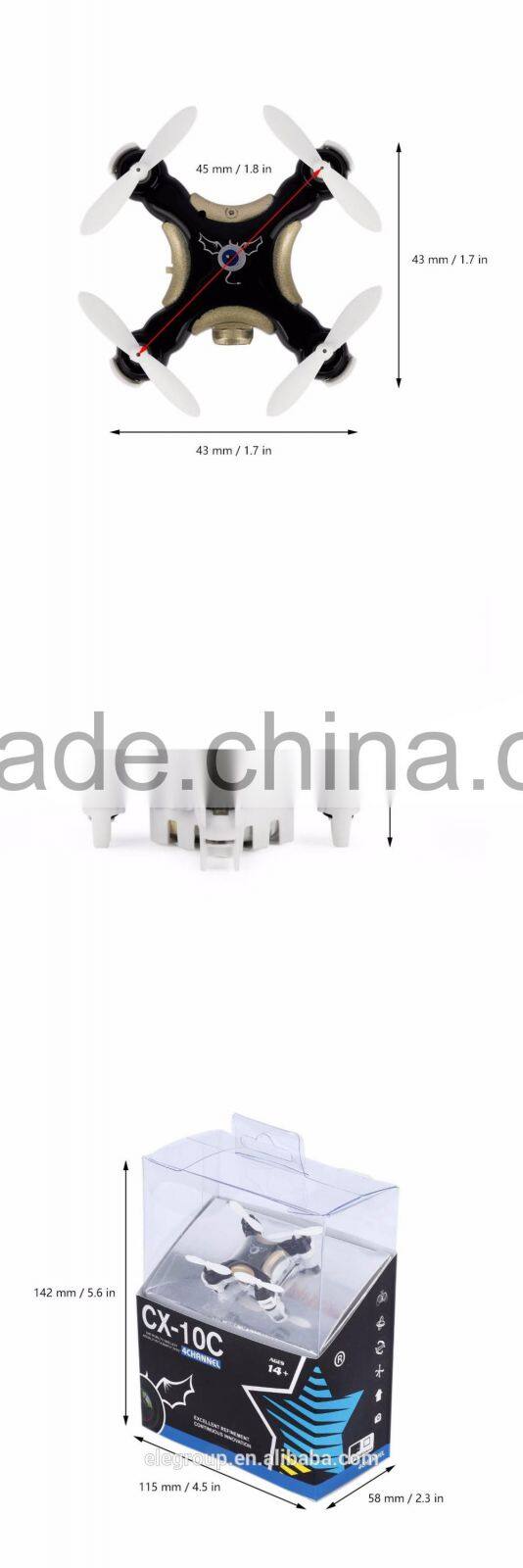 RC Quadcopter 4CH 2.4GHz Headless Mode Drone Black for Cheerson CX10C