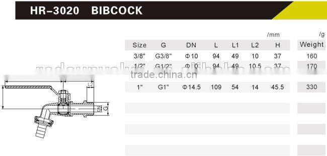 HR3020 factory manufacture brass forged ball hose bibcock & tap