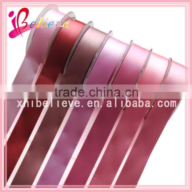 Famous brand high quality polyester satin ribbon ornaments pink ribbon roll