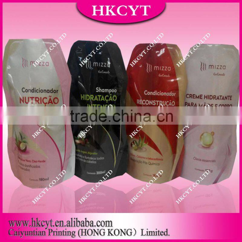 Liquid stand up plastic pouch/aluminum foil free shaped package bag