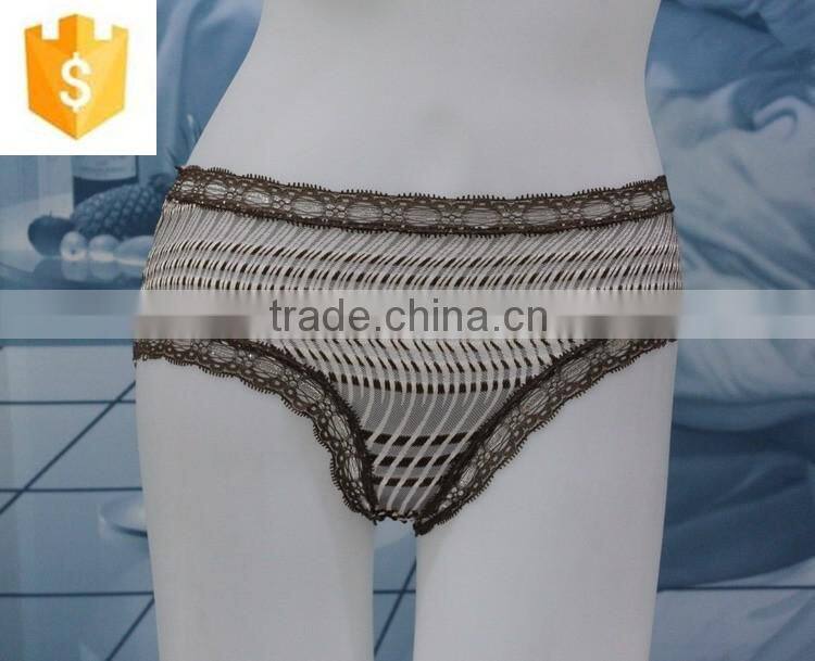 hot sell sexy underwear young lady panty,lace waistband and stripe covering panty