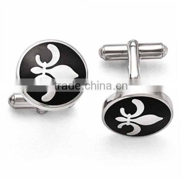 Stainless steel Black Cat Eye Stone Cuff Links