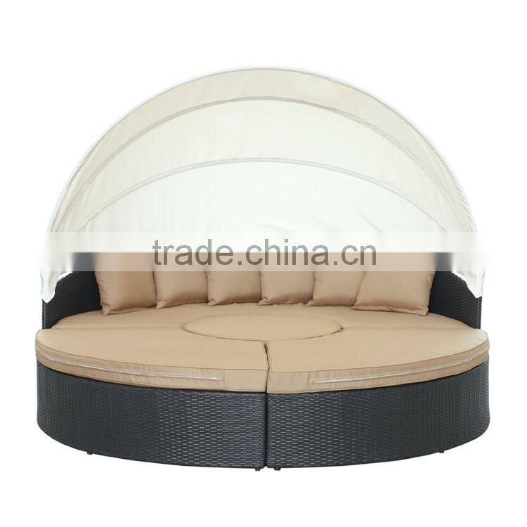 Garden Furniture Set Cheap Outdoor Patio Daybed Round Canopy Luxury Rattan Daybed