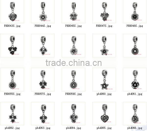 Vnistar Silver plated bead PBD1035, heart-shaped bead fit for european bracelet size in 10*11mm