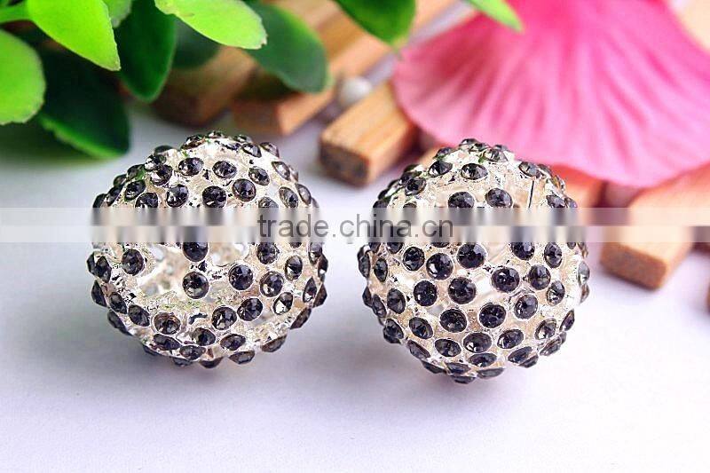 AAA Quality 20mm large fashion alloy rhinestone ball crystal bubblegum loose charm beads for DIY jewelry making!!