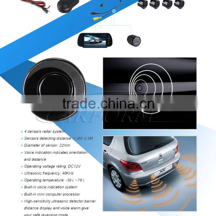 China factory wholesale bluetooth handsfree car kit with parking sensor backup rearview camera
