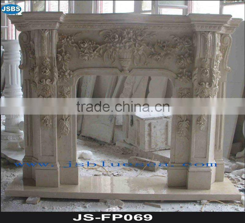 White marble fireplace figure carving