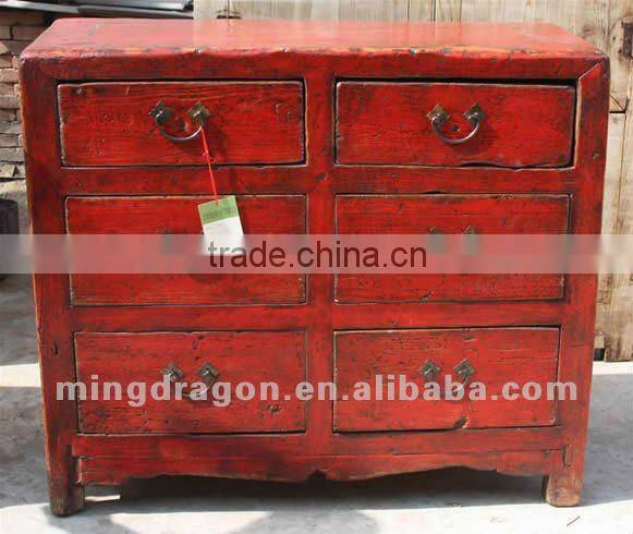 Chinese antique furniture pine wood Gansu Six Drawer cabinet