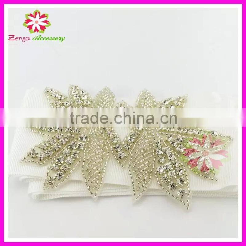 Handmade rhinestone sash applique for bridal wedding dress