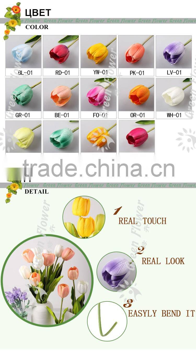 2016 Wholesale Multicolor 32CM Artificial Flowers Bouquet Wedding Bridal Real Touch Christmas Decorative Flower Tulip
