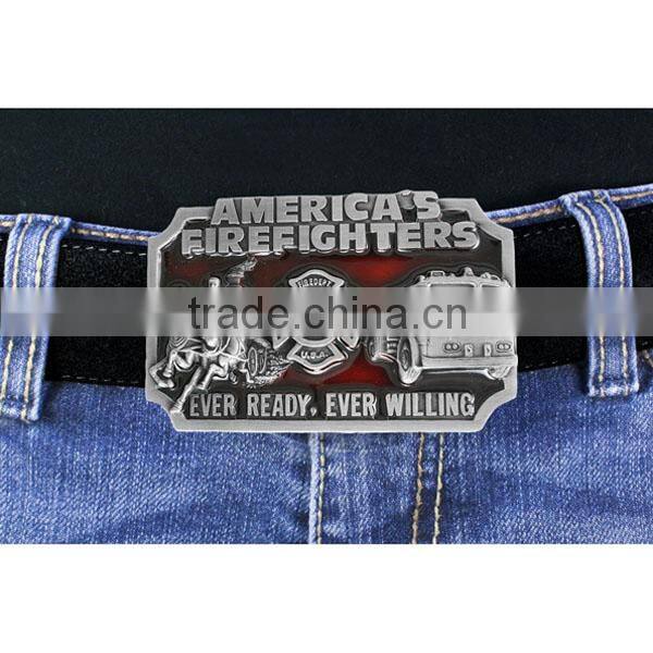 American Firefighters From Yesterday To Today With This Finely Sculpted And Enameled Pewter Belt Buckle