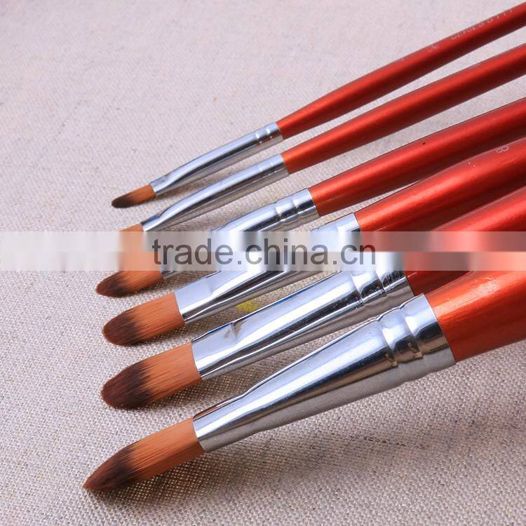 6pcs Filbert Shape Nylon Hair Artsit Brush For Oil Painting Brushes