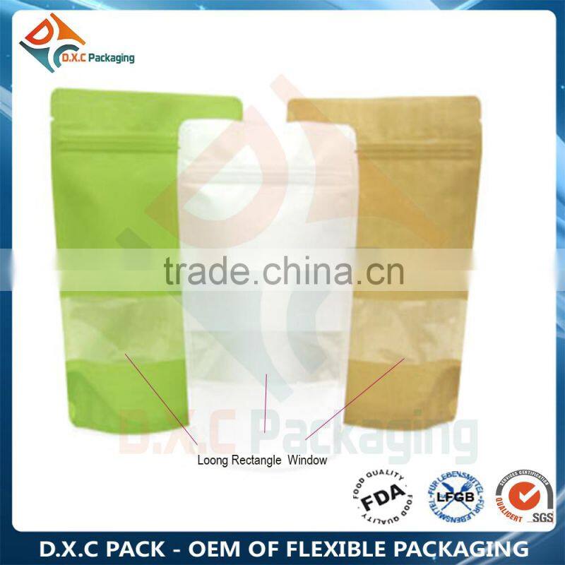 Biodegradable Rice Paper Stand Up Pouch With Window For Snack Food