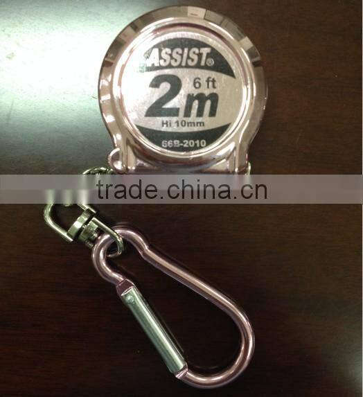 Assist 2m 6ft key chain pink measuring tape tape measure