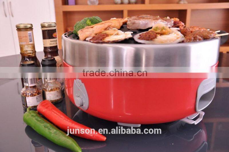 Smokeless and portable BBQ charcoal grill