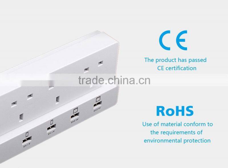 8 way surge protected 250v electric power socket with usb Extension lead