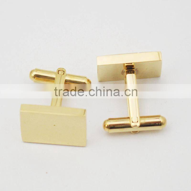 Factory Customize Gold Plating Rectangle Cufflink with Logo