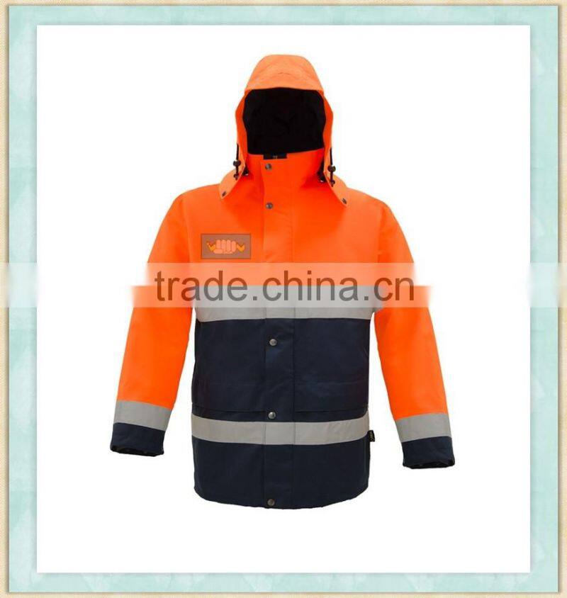 EN343 waterproof and breathable high visibility safety reflective parka