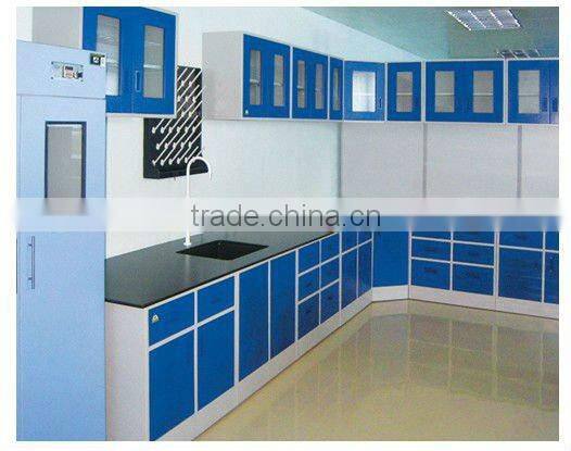 steel chemical laboratory test wall bench with sink