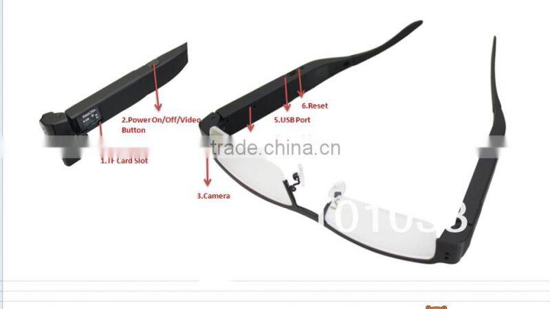 Factory direct Black Video Recorder Webcam 720P hidden cam glasses16gb