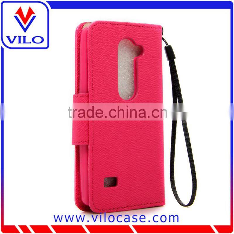 Flip leather wallet case for LG Tribute 2 / LS665