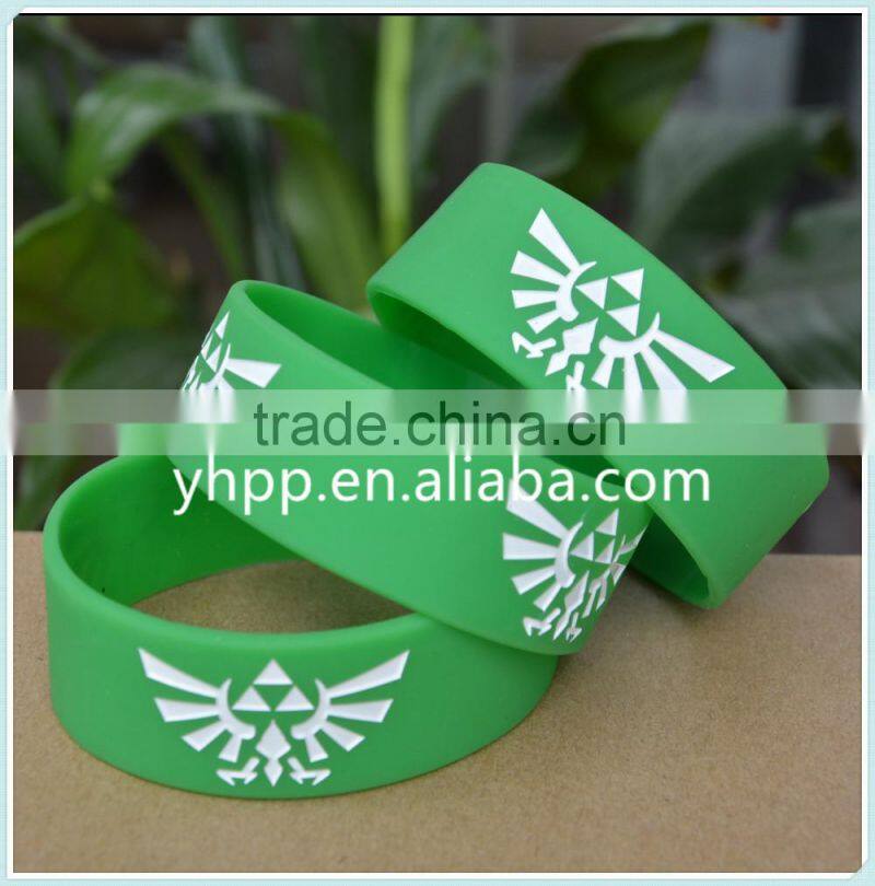 Custom Design The Legend Of Zelda Silicone Wristband Bracelet, Logo Debossed With Colour Adult